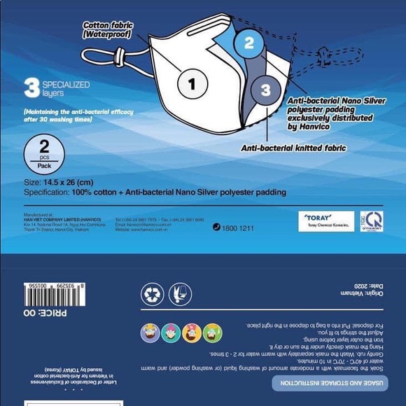 10 face masks three layers - reusable - washable - Picture 8 of 8